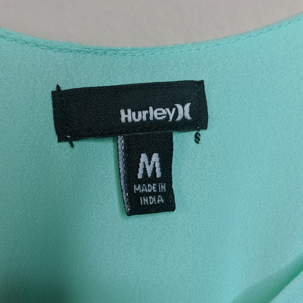HURLEY Sea Green Tiered Shift Dress with Cutouts - Picture 6 of 8